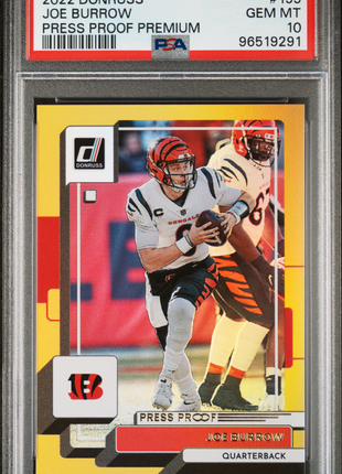 Joe Burrow 2022 Panini Donruss #199 Press Proof Premium PSA10 GEM MT Bengals