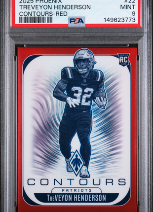 Treveyon Henderson 2025 Panini Phoenix #22 Contours Red /249 RC PSA9 MINT