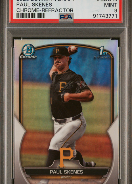 Paul Skenes 2023 Bowman Draft #BDC14 Chrome Refractor RC PSA9 MINT Pirates