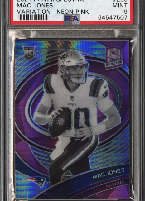 Mac Jones 2021 Panini Spectra #205 Variation Neon Pink /25 RC PSA9 MINT