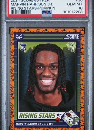 Marvin Harrison Jr. 2024 Panini Score-A-Treat Rising Stars Pumpkin PSA10 GEM MT