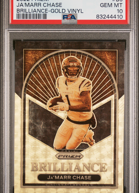 Ja'marr Chase 2022 Panini Prizm #B9 Brilliance Gold Vinyl /5 SSP PSA10 GEM MT