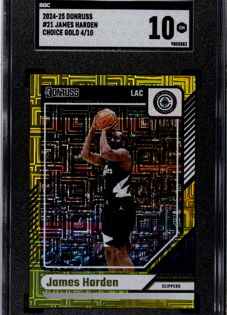 James Harden 2024-25 Donruss #21 Choice Gold /10 SGC10 GEM MT Clippers