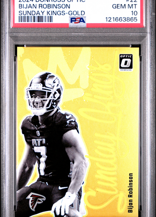 Bijan Robinson 2024 Panini Donruss Optic #22 Sunday Kings Gold /10 PSA10 GEM MT
