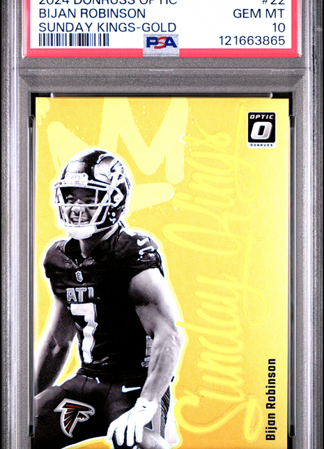 Bijan Robinson 2024 Panini Donruss Optic #22 Sunday Kings Gold /10 PSA10 GEM MT
