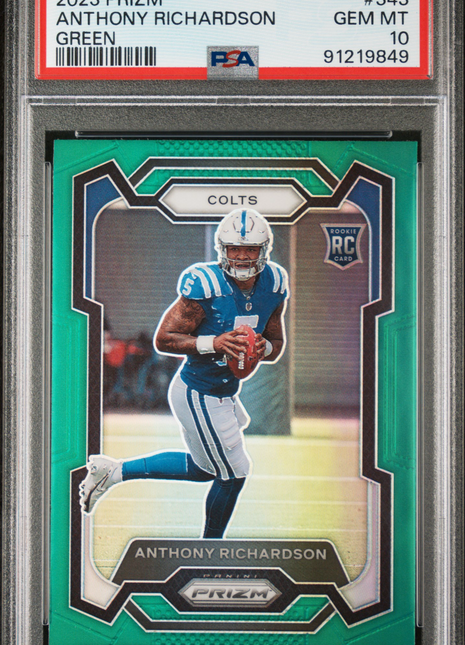 Anthony Richardson 2023 Panini Prizm #343 Green Prizm Rookie RC PSA10 GEM MT