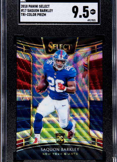Saquon Barkley 2018 Panini Select #17 Tri-Color Prizm /199 RC SGC9.5 MINT+