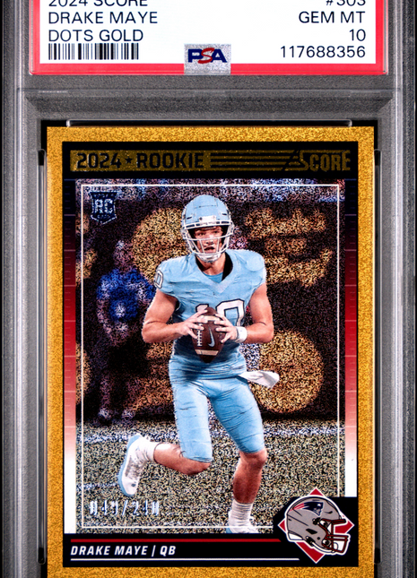 Drake Maye 2024 Panini Score #303 Dots Gold /240 Rookie RC PSA10 GEM MT