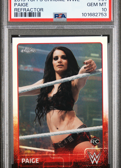 Paige 2015 Topps Chrome WWE #51 Refractor Rookie RC PSA10 GEM MT