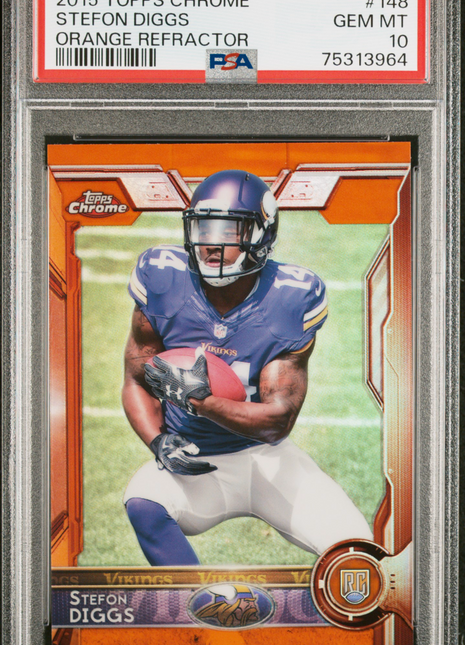 Stefon Diggs 2015 Topps Chrome #148 Orange Refractor Rookie RC PSA10 GEM MT