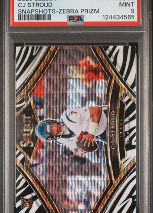 CJ Stroud 2023 Panini Select #SSCS Snapshots Zebra Prizm SSP RC PSA9 MINT
