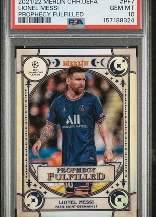 Lionel Messi 2021-2022 Topps Merlin Chrome UEFA Prophecy Fulfilled PSA10 GEM MT