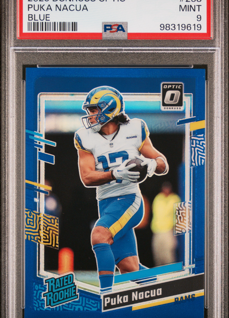 Puka Nacua 2023 Panini Donruss Optic #238 Blue /199 Rated Rookie RC PSA9 MINT