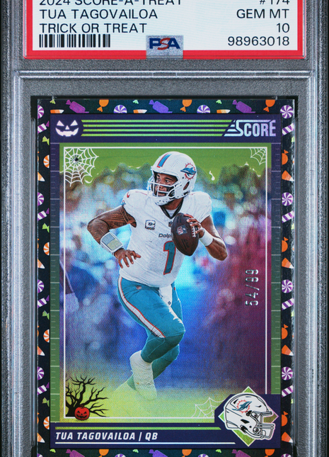 Tua Tagovailoa 2024 Panini Score-A-Treat #174 Trick or Treat /99 PSA10 GEM MT