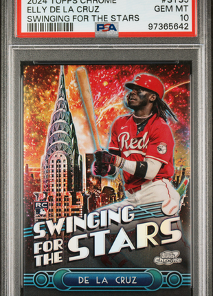 Elly De La Cruz 2024 Topps Chrome Swinging For The Stars SSP RC PSA10 GEM MT