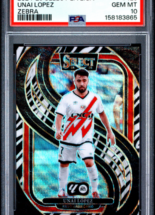 Unai Lopez 2024-25 Panini Select La Liga #129 Zebra Prizm SSP PSA10 GEM MT
