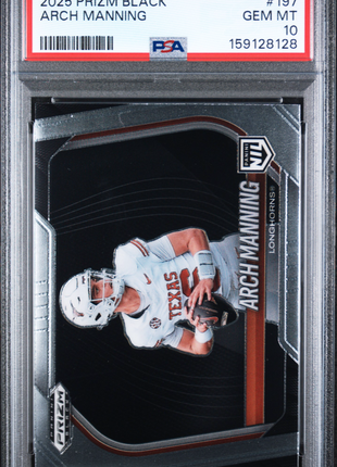 Arch Manning 2025 Panini Prizm Black #197 NIL Prospect PSA10 GEM MT Longhorns