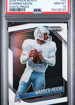 Warren Moon 2025 Panini Prizm Black #65 White Prizm /175 PSA10 GEM MT