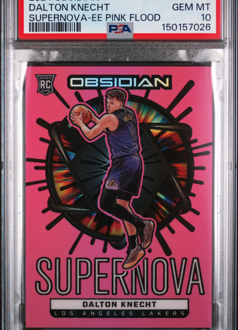 Dalton Knecht 2024-25 Panini Obsidian Supernova Pink Flood /49 RC PSA10 GEM MT