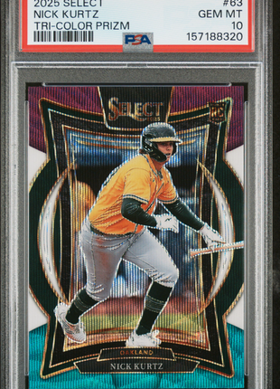 Nick Kurtz 2025 Panini Select #63 Tri Color Prizm Rookie RC PSA10 GEM MT
