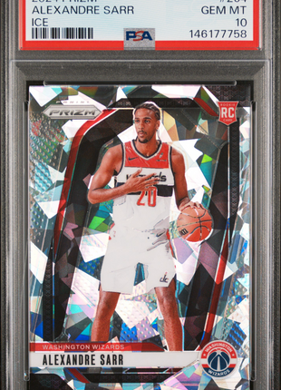 Alexandre Sarr 2024-25 Panini Prizm #264 Cracked Ice RC PSA10 GEM MT Wizards