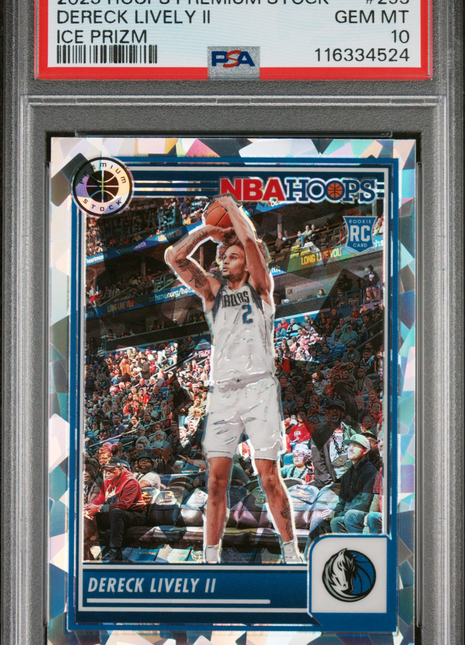 Dereck Lively II 2023-24 Panini Hoops Premium Stock #253 Ice RC PSA10 GEM MT