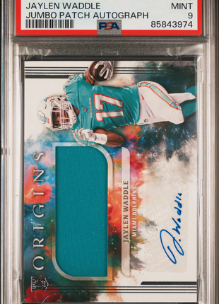 Jaylen Waddle 2021 Panini Origins #163 Jumbo Patch Autograph RC Auto PSA9 MINT
