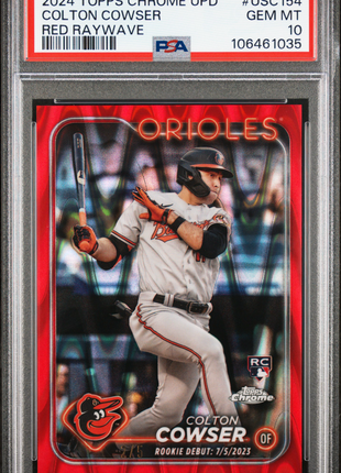 Colton Cowser 2024 Topps Chrome Update #USC154 Red Raywave /5 RC PSA10 GEM MT