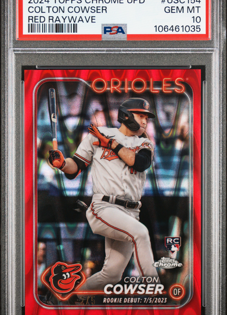 Colton Cowser 2024 Topps Chrome Update #USC154 Red Raywave /5 RC PSA10 GEM MT