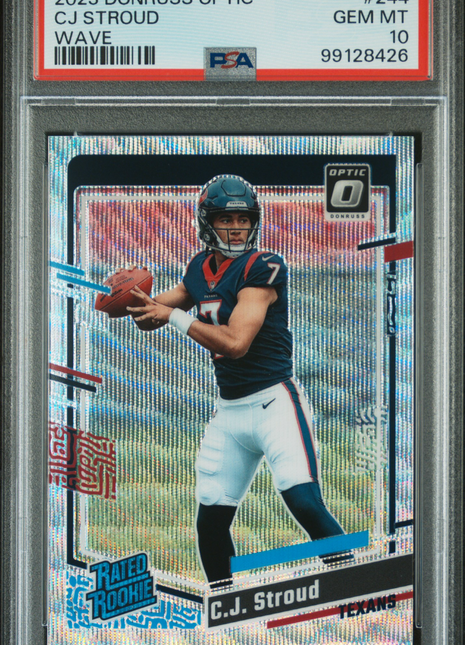 CJ Stroud 2023 Donruss Optic #244 Wave /300 Rated Rookie RC PSA10 GEM MT Texans