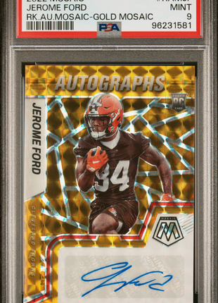 Jerome Ford 2022 Panini Mosaic Rookie Autograph Gold Mosaic /10 Auto RC PSA9 MT