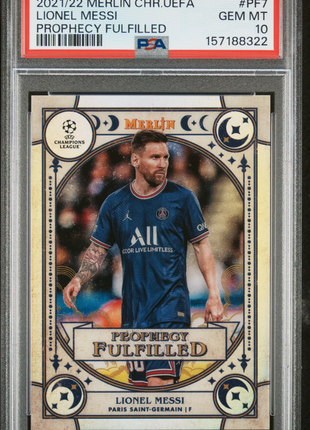 Lionel Messi 2021-2022 Topps Merlin Chrome UEFA Prophecy Fulfilled PSA10 GEM MT