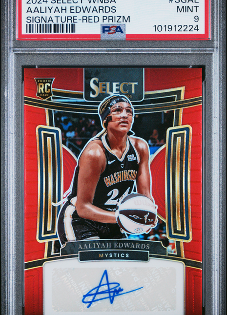 Aaliyah Edwards 2024 Panini Select WNBA Signatures Red /99 Auto RC PSA9 MINT