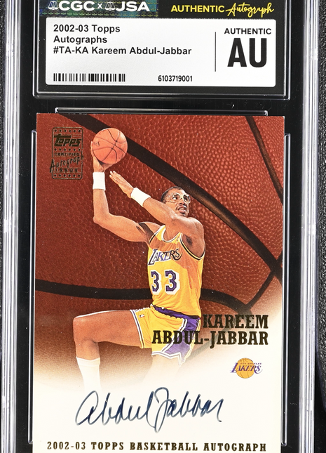 Kareem Abdul-Jabbar 2002-03 Topps #TA-KA Autograph Auto CGC/JSA Authentic