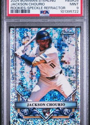 Jackson Chourio 2024 Bowman Sterling #BSR26 Speckle Refractor /99 RC PSA9 MINT
