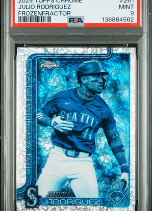 Julio Rodriguez 2025 Topps Chrome #261 Frozenfractor -1/0 SSP PSA9 MINT Mariners