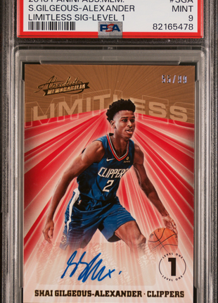 Shai Gilgeous-Alexander 2018 Absolute Memorabilia Limitless /99 RC Auto PSA9 MT