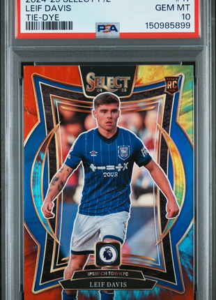 Leif Davis 2024-25 Panini Select Premier League #17 Tie Dye /25 RC PSA10 GEM MT