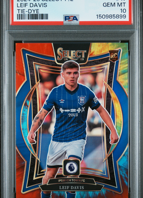 Leif Davis 2024-25 Panini Select Premier League #17 Tie Dye /25 RC PSA10 GEM MT