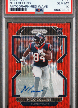 Nico Collins 2021 Panini Prizm #360 Autograph Red Wave /149 RC Auto PSA10 GEM MT