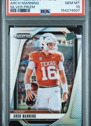 Arch Manning 2025 Panini Prizm Draft Picks #166 Silver RC PSA10 GEM MT Longhorns