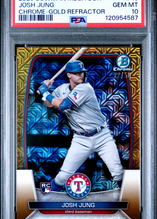 Josh Jung 2023 Bowman Mega Box #43 Gold Refractor /50 RC PSA10 GEM MT