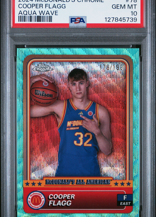 Cooper Flagg 2024 Topps Chrome McDonald's AA #78 Aqua Wave /199 PSA10 GEM MT