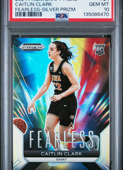 Caitlin Clark 2024 Panini Prizm Draft Picks #24 Fearless Silver RC PSA10 GEM MT