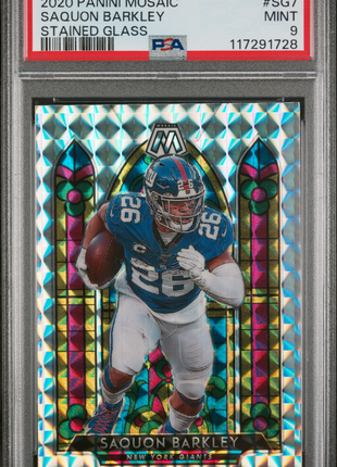 Saquon Barkley 2020 Panini Mosaic #SG7 Stained Glass Case Hit SSP PSA9 MINT