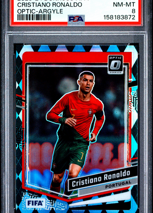 Cristiano Ronaldo 2023-24 Panini Donruss FIFA #44 Optic Argyle SSP PSA8 NM-MT