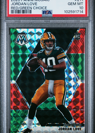 Jordan Love 2020 Panini Mosaic #211 Red Green Choice RC PSA10 GEM MT
