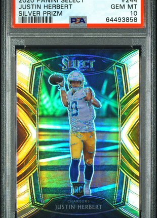 Justin Herbert 2020 Panini Select #244 Silver Prizm RC PSA10 GEM MT