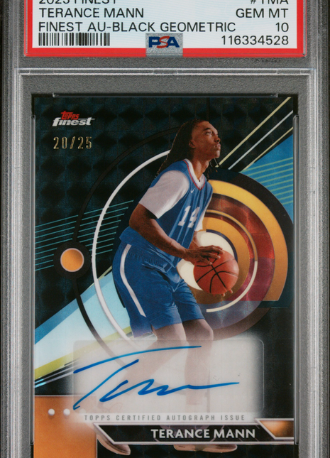 Terance Mann 2023-24 Topps Finest #TMA Black Geometric /25 Auto PSA10 GEM MT