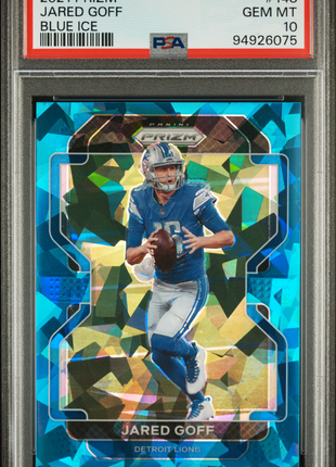 Jared Goff 2021 Panini Prizm #148 Blue Ice /99 PSA10 GEM MT Lions